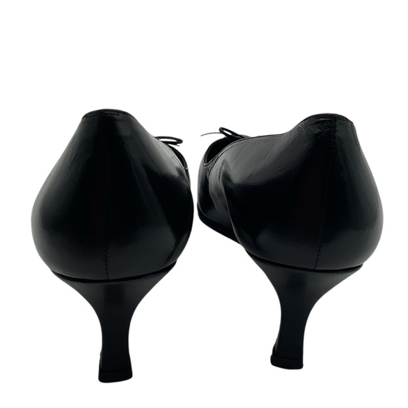 Stuart Weitzman Shoes | Black Leather Lace Up‎ Kitten Heels Pumps size 8B - Picture 7 of 10